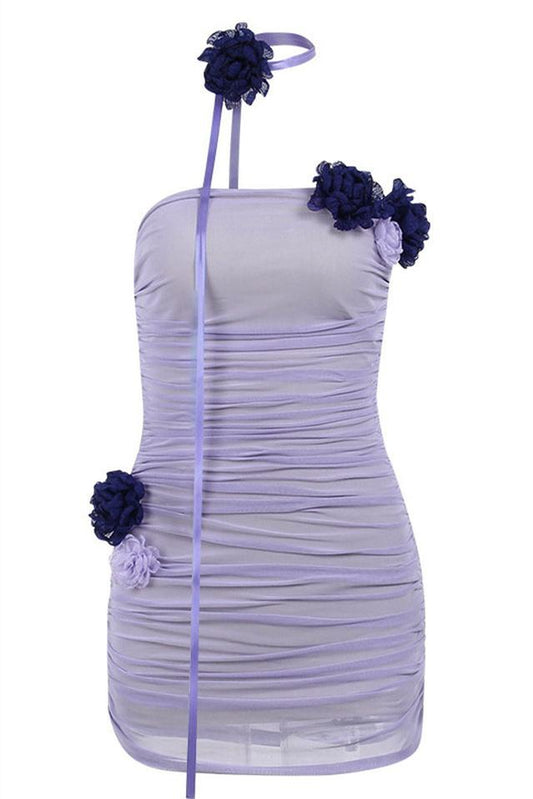 Luxe Lilac Mesh Bodycon Mini Dress
