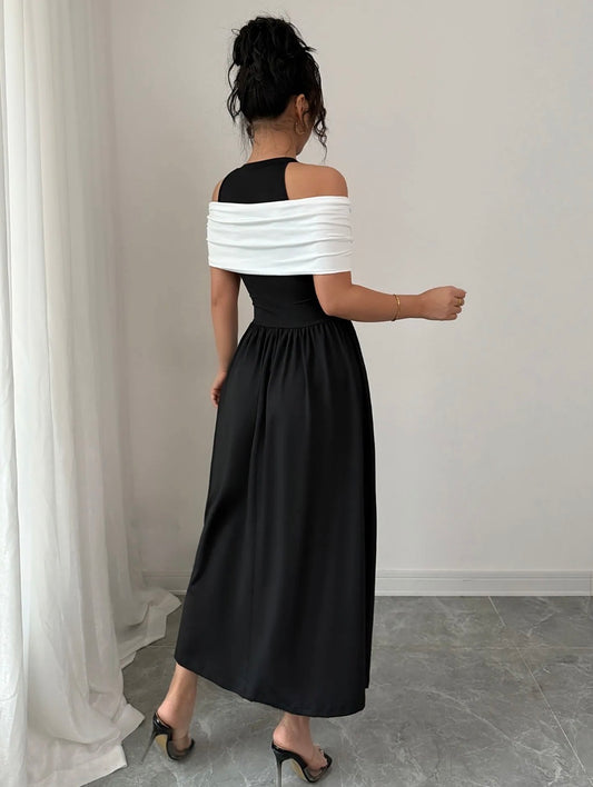 Luxe Noir Twist Maxi Dress