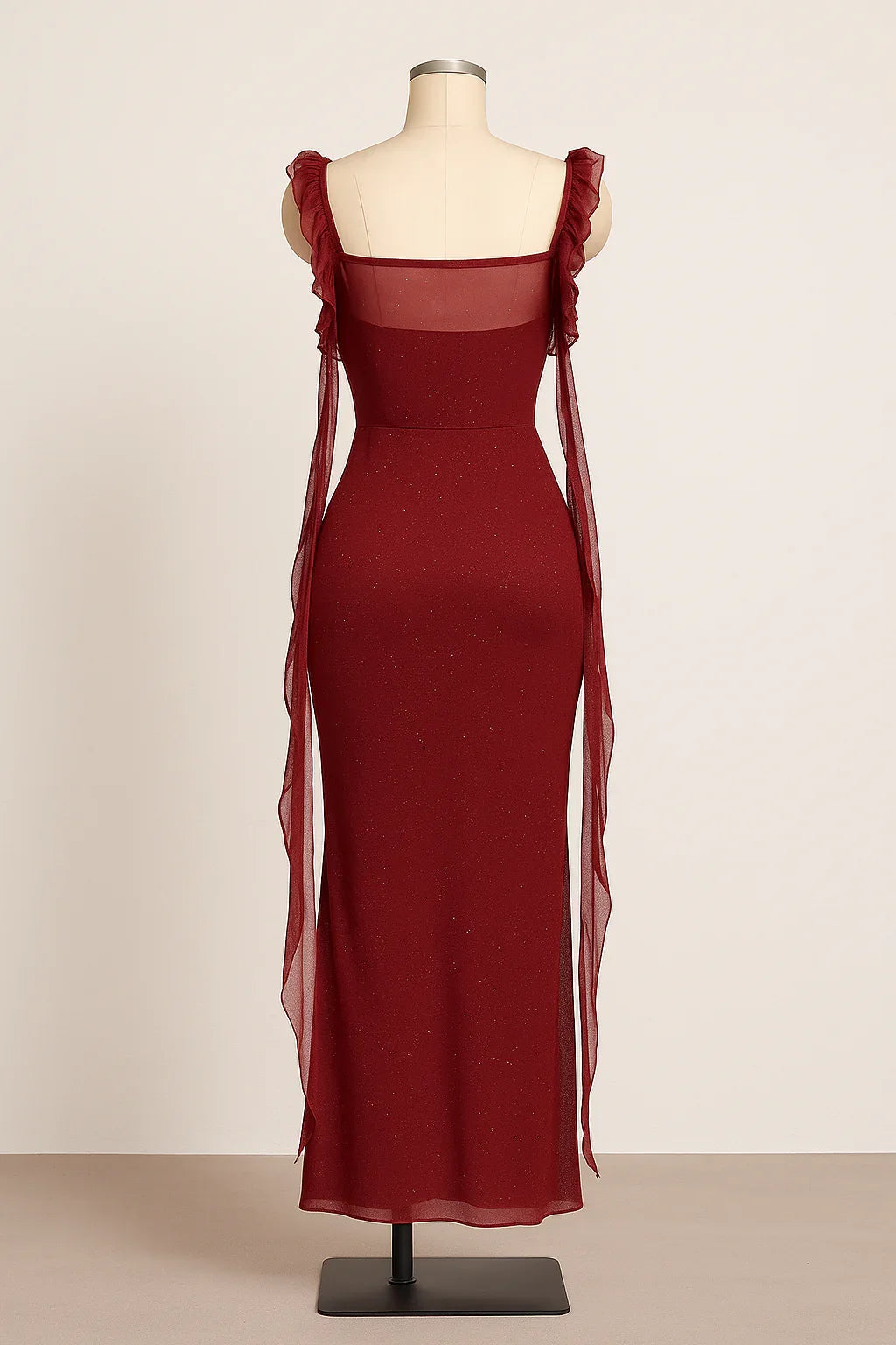 Burgundy Shimmer Evening Gown - Luxestyle