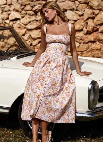 Luxe Pastel Floral Midi Dress