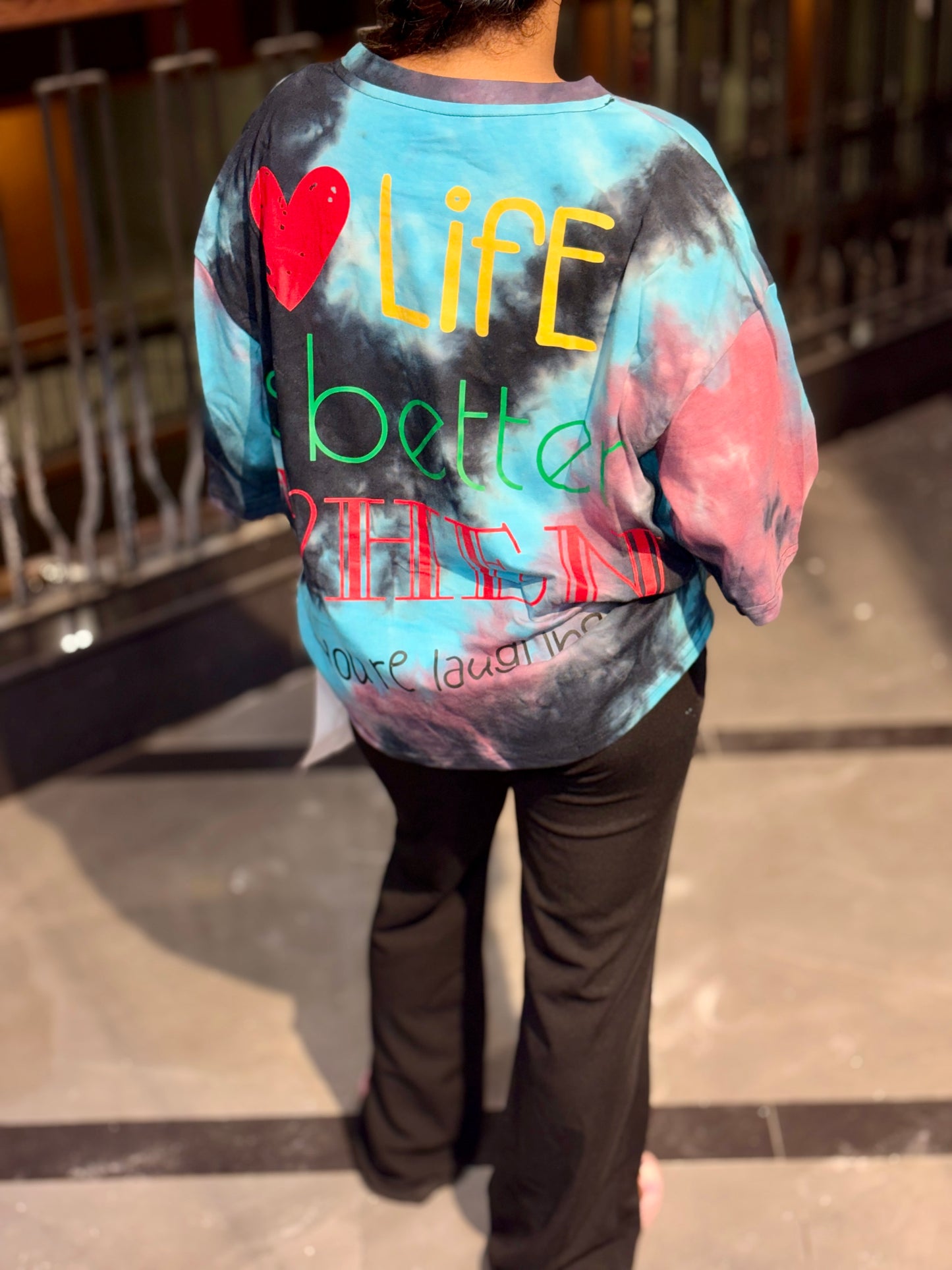 Luxe Cartoon Oversized Graphic Tee – Blue