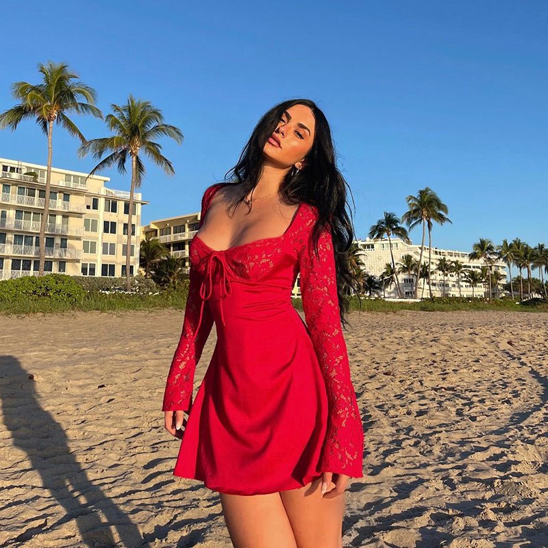 Luxe Red Lace Mini Dress
