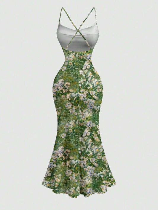 Emerald Crossed Slip Dress