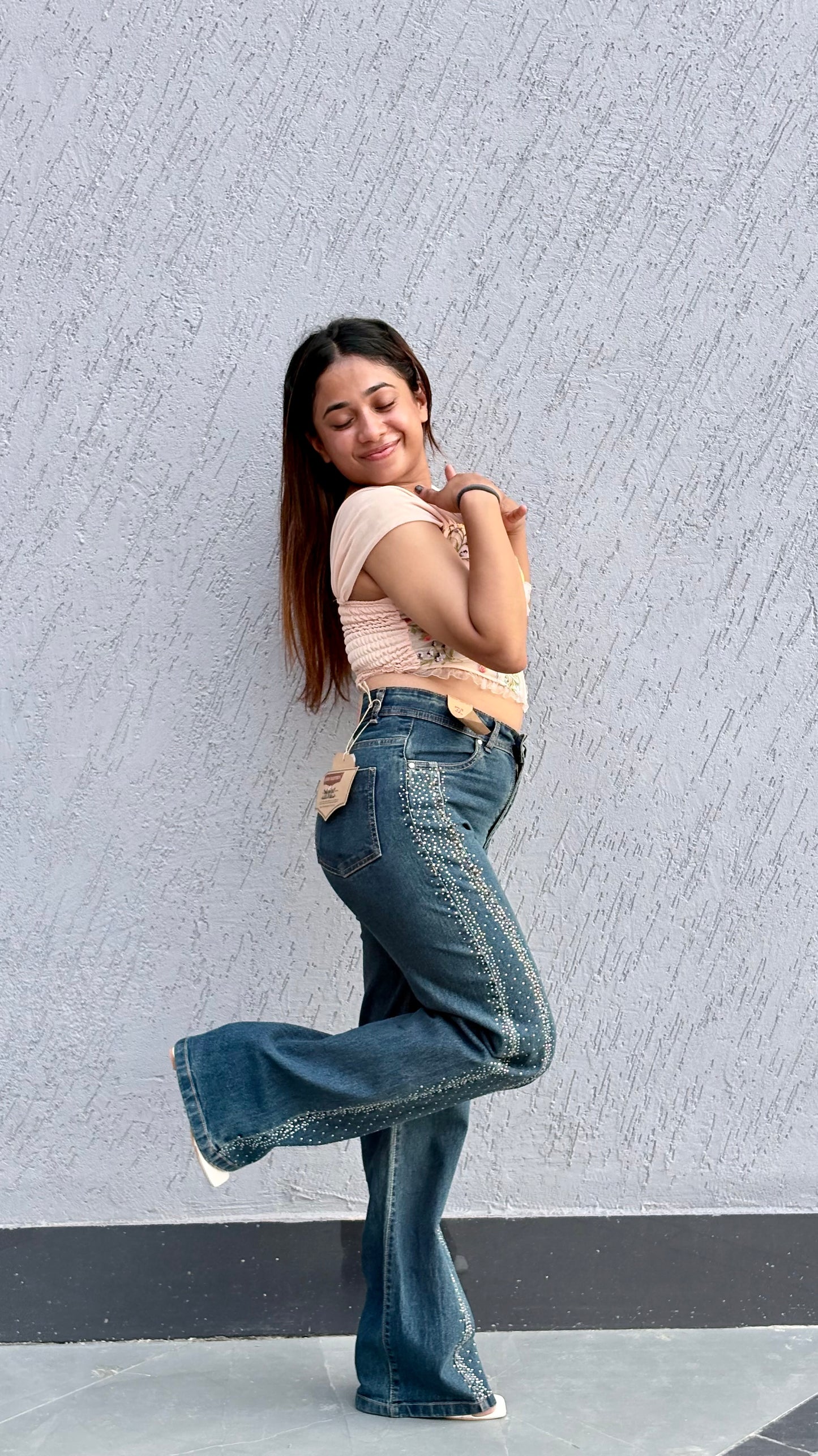 Luxe Fleur Rhinestone Denim Combo