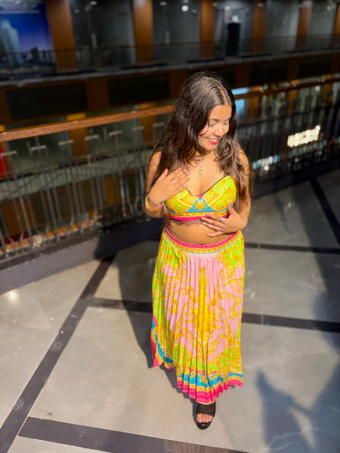 Printed Crop Top & Flared Skirt Co-Ord Set