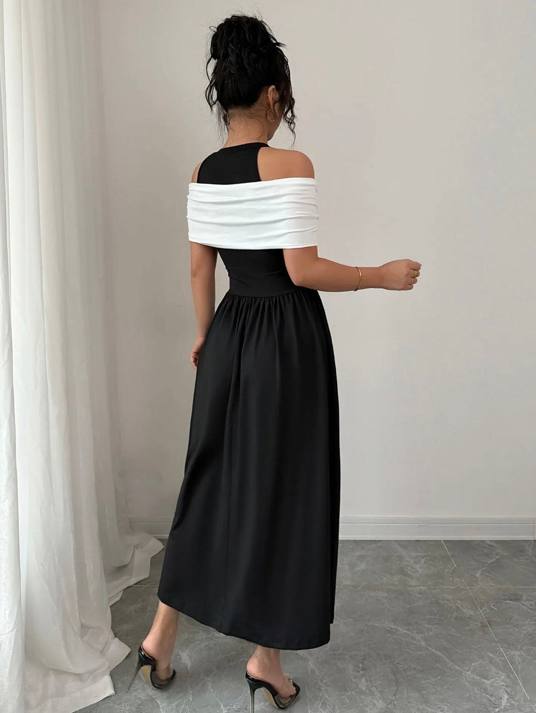 Luxe Noir Twist Maxi Dress