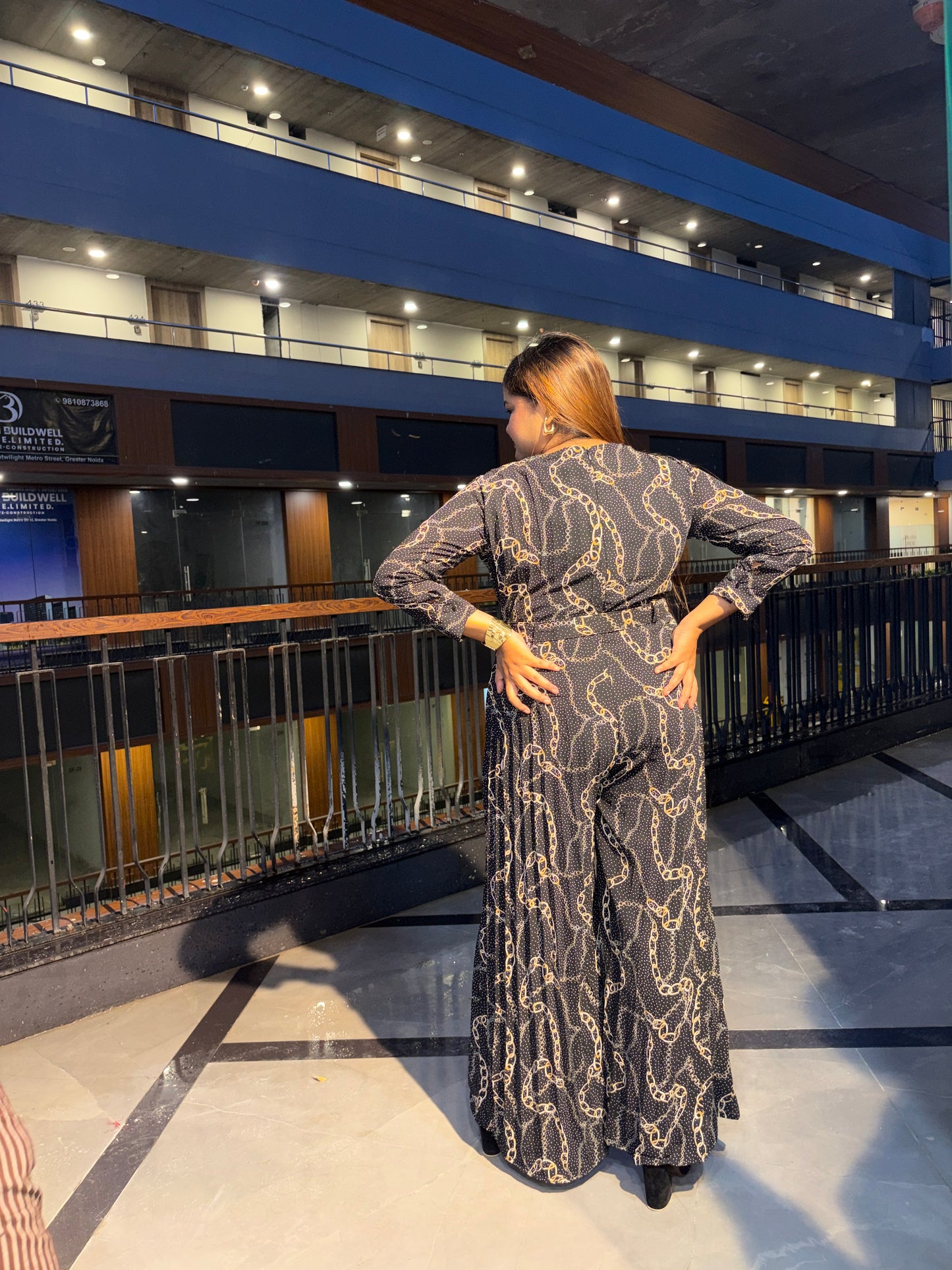Luxe Chain Print Wrap Jumpsuit