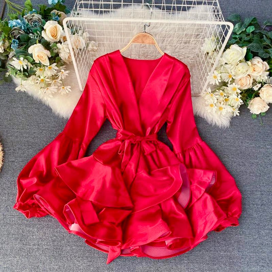Luxe Satin Ruffle Dress- Custom Boutique Stitch Collection