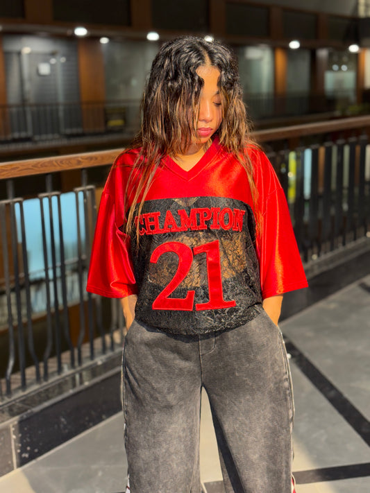 21 Lace Panel Jersey Tee | LuxeStyle India