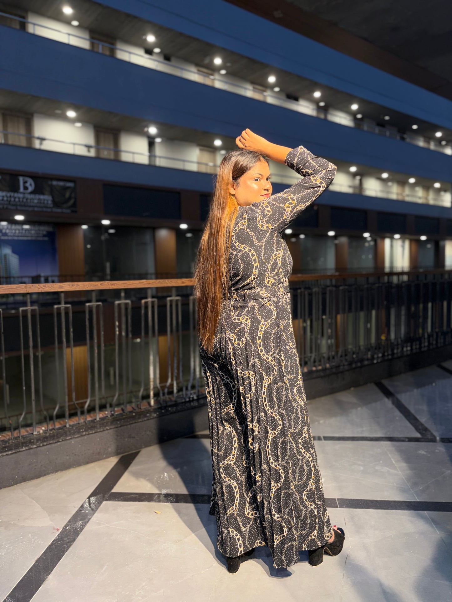 Luxe Chain Print Wrap Jumpsuit