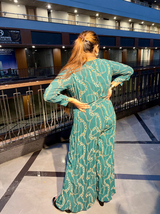 Luxe Chain Print Wrap Jumpsuit