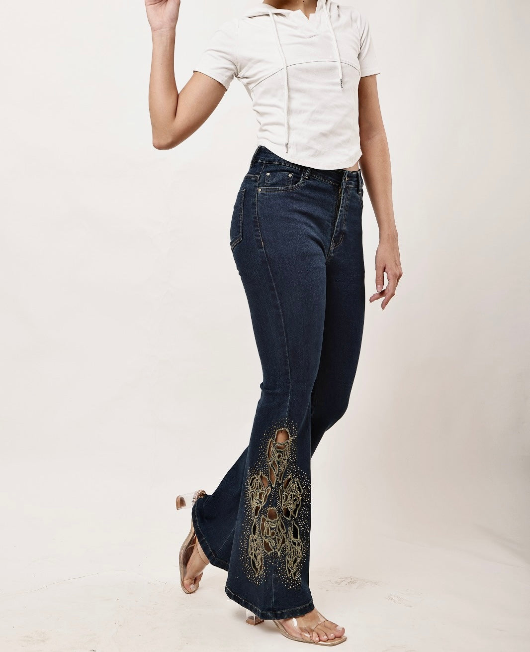 Luxestyle Embellished Embroidery Denim