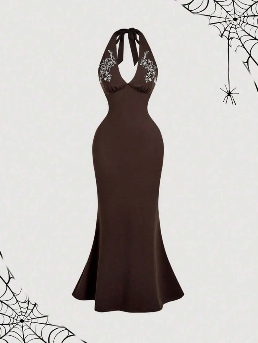 Chocolate Embroidered Luxe Dress