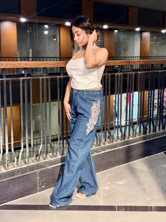 Luxe Crystal Cascade Denim Combo