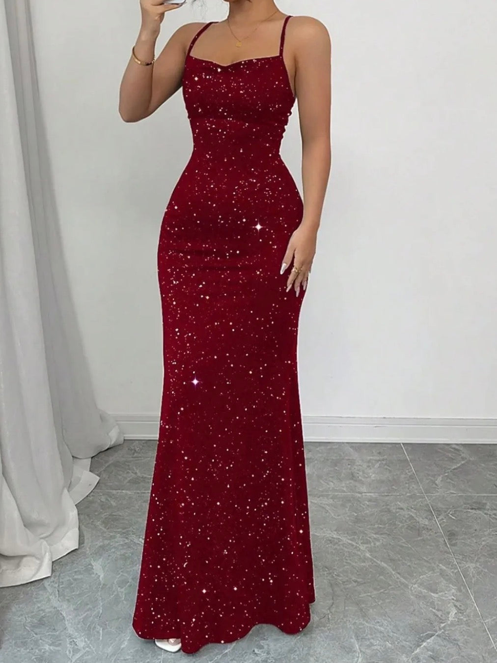Luxe Backless Shimmer Bodycon Dress