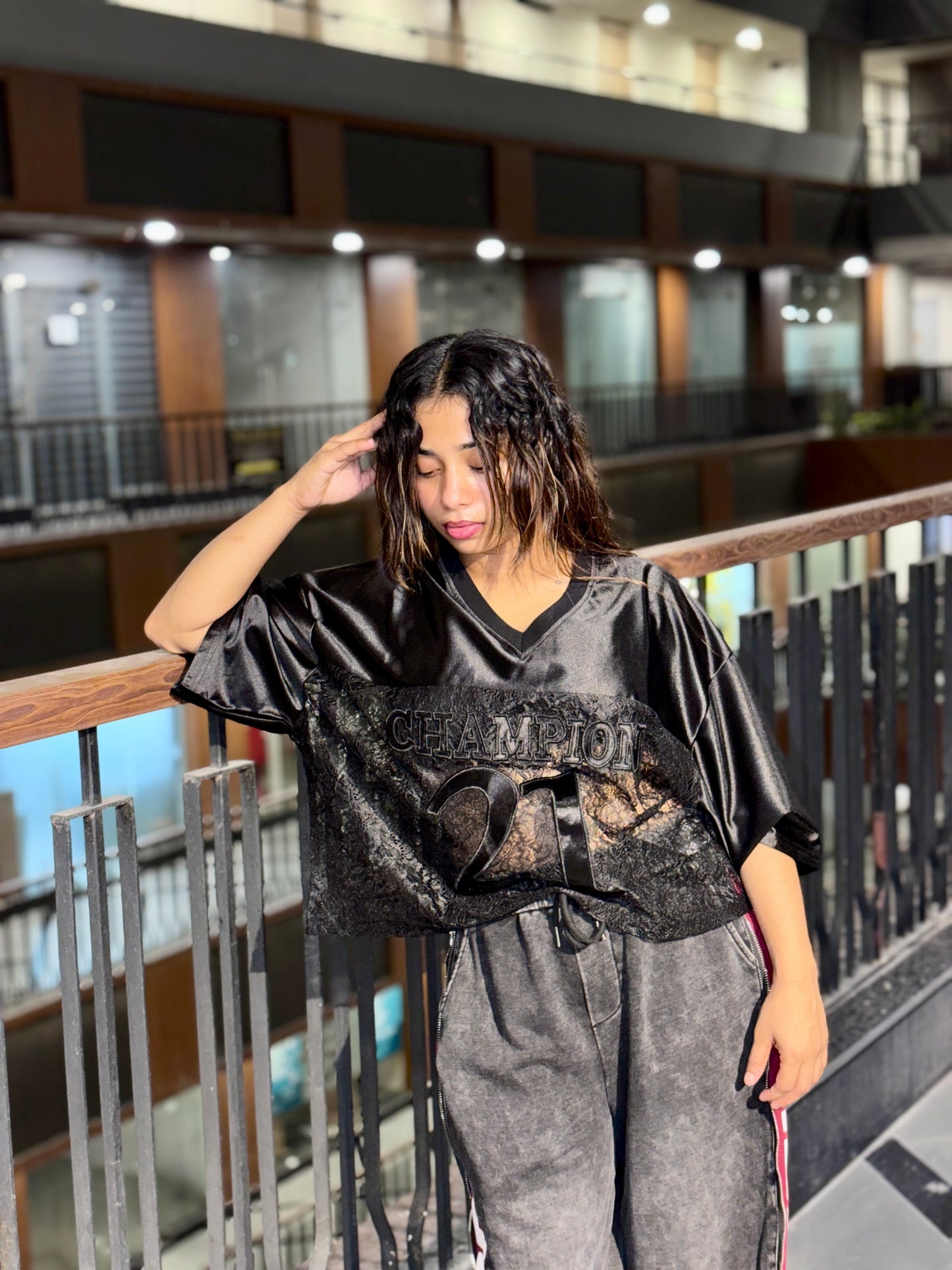 21 Lace Panel Jersey Tee | LuxeStyle India