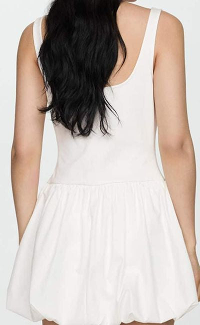 Luxe Ivory Bubble Hem Mini Dress