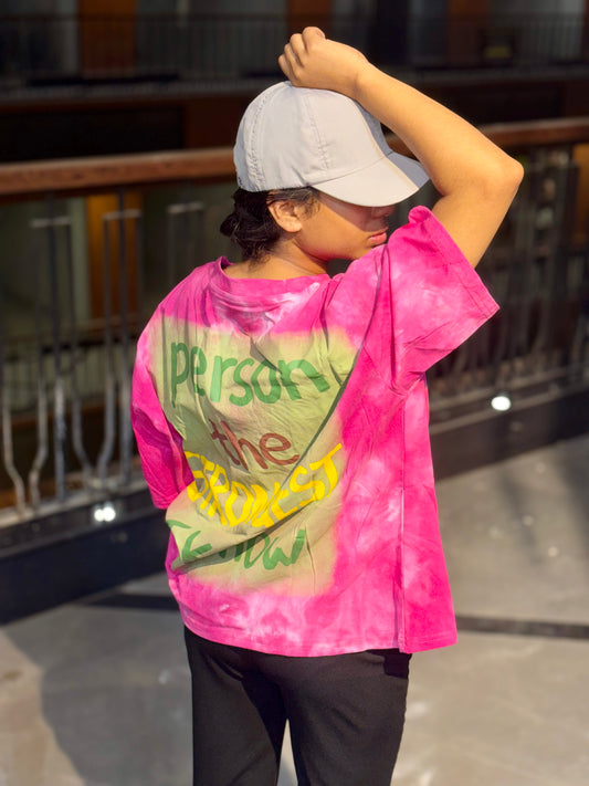 Luxe Dream Girl Graphic Oversized Tee – Pink Tie Dye