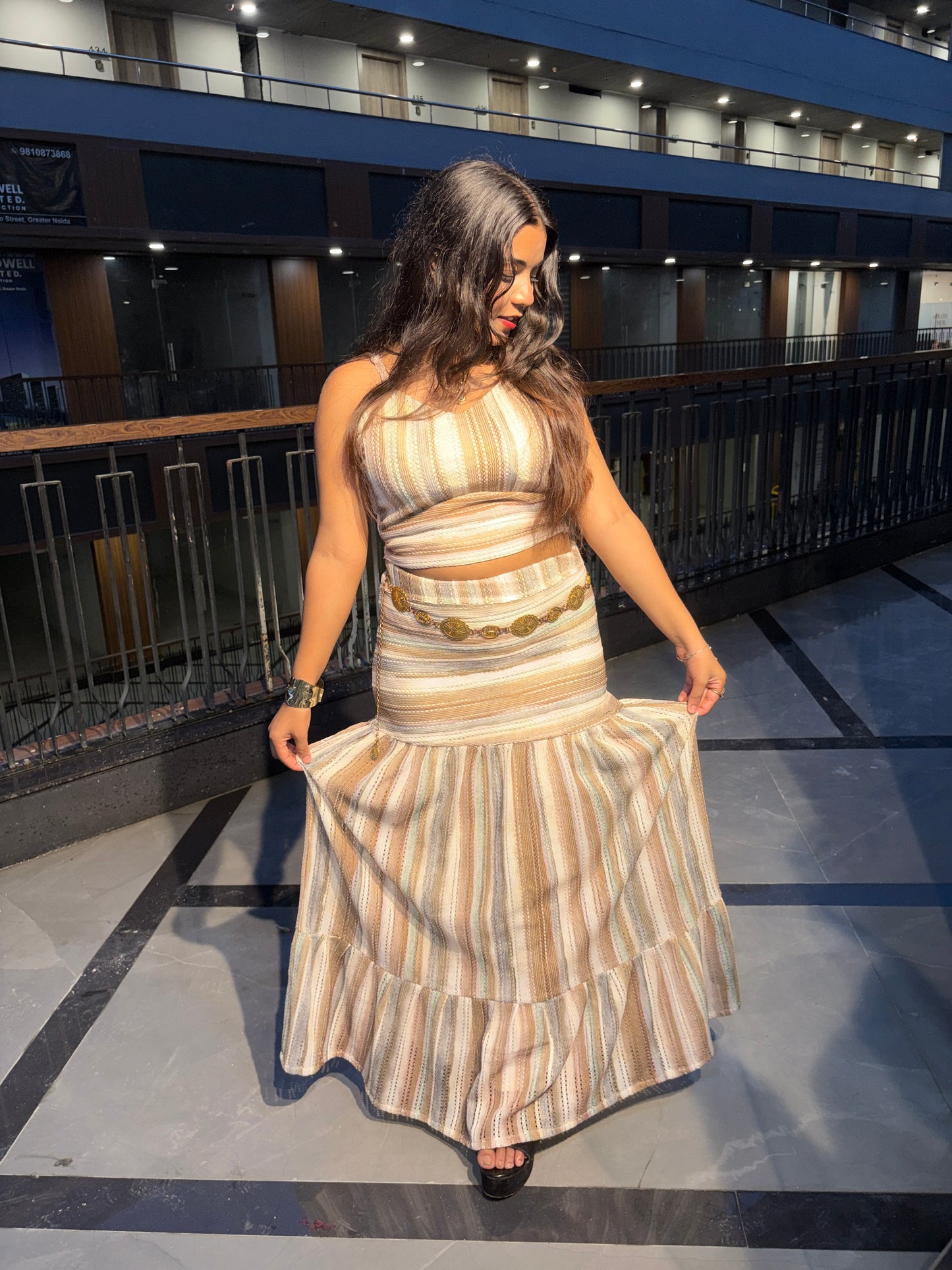 Luxe Summer Sand Strip Co-Ord Set