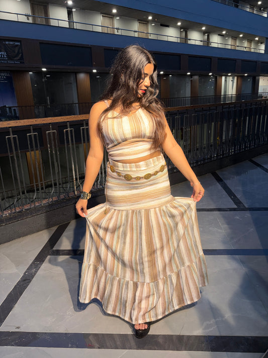 Luxe Summer Sand Strip Co-Ord Set