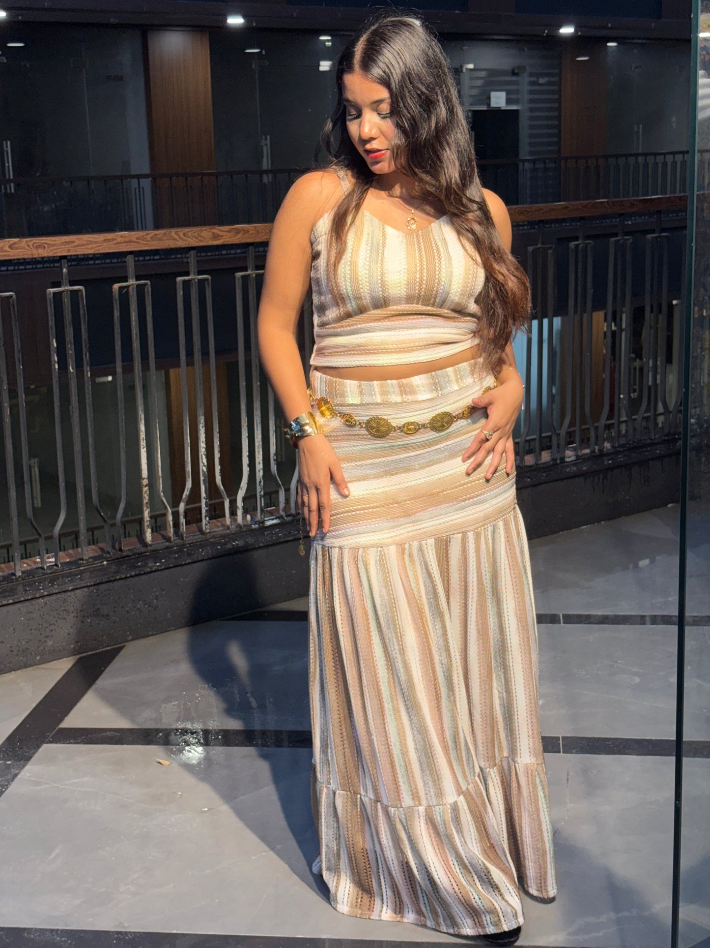 Luxe Summer Sand Strip Co-Ord Set