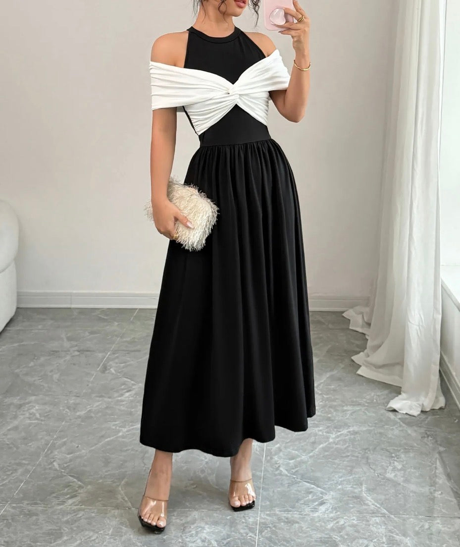 Luxe Noir Twist Maxi Dress