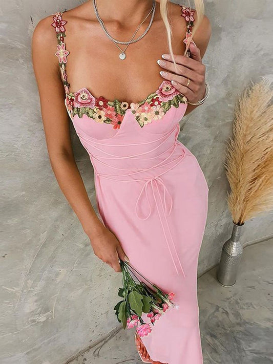 Luxe Floral Neckline Bodycon Dress
