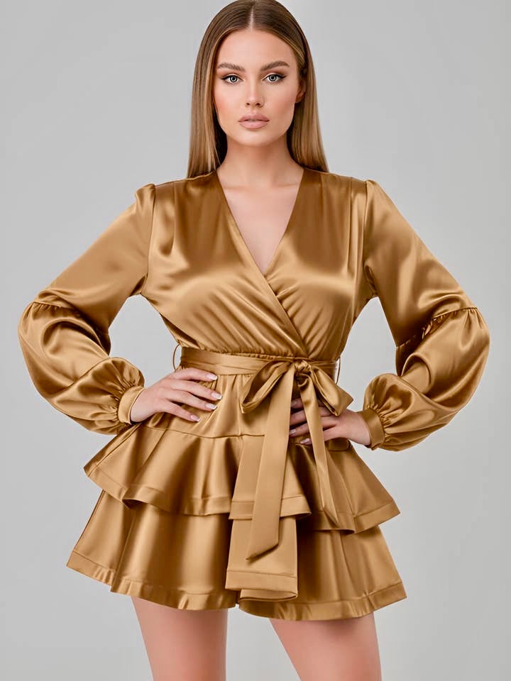 Luxe Satin Ruffle Dress- Custom Boutique Stitch Collection