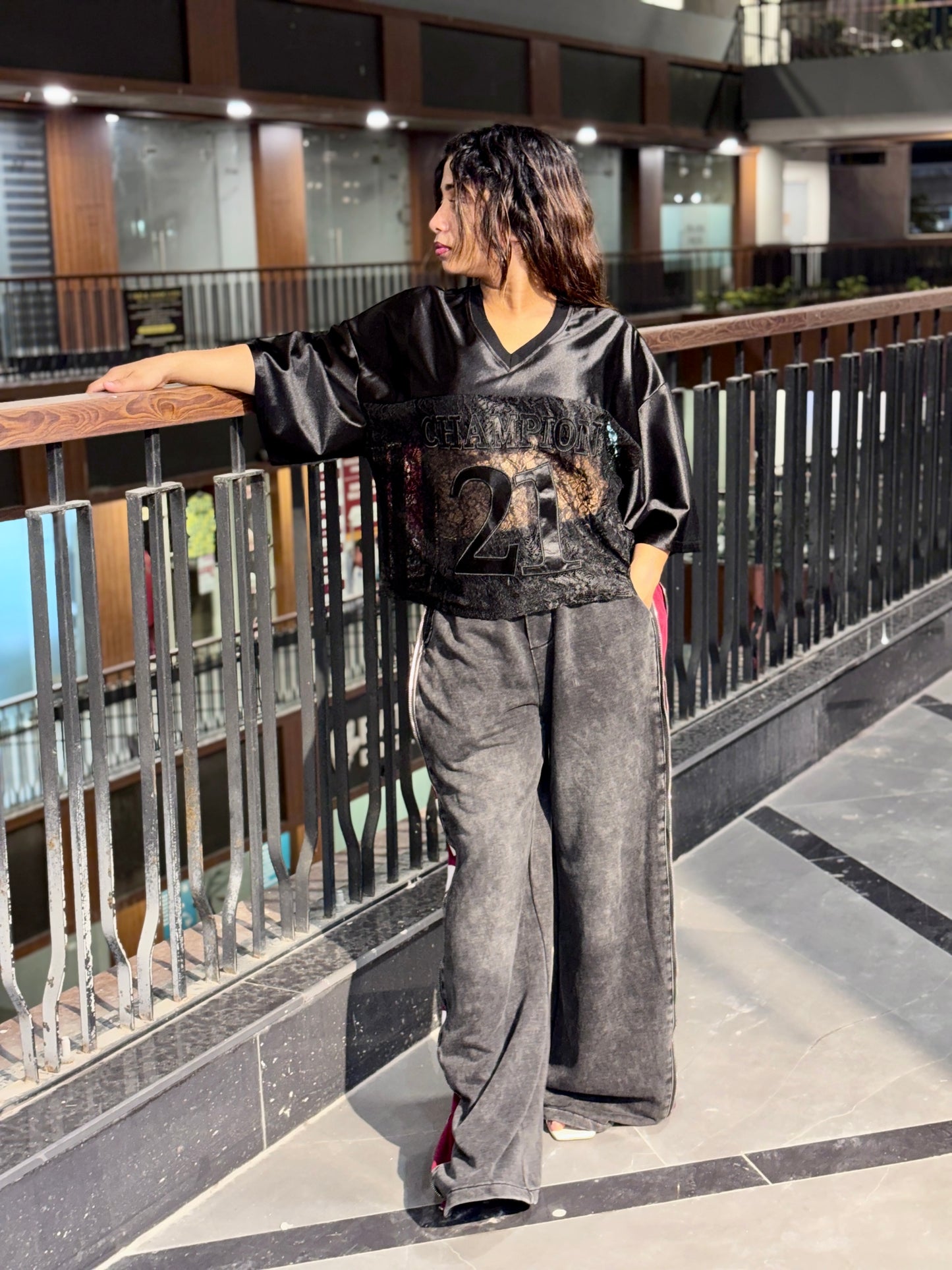 21 Lace Panel Jersey Tee | LuxeStyle India