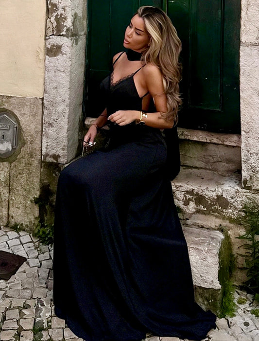 Midnight Muse Backless A-Line Dress