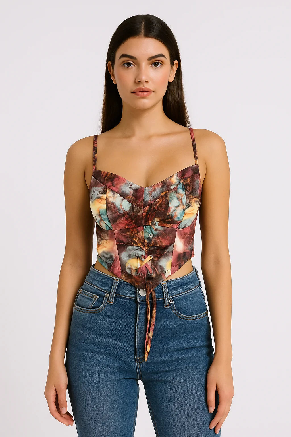 Multicolor Mesh Crop Top - Luxestyle
