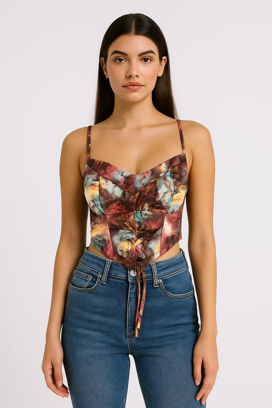 Multicolor Mesh Crop Top - Luxestyle