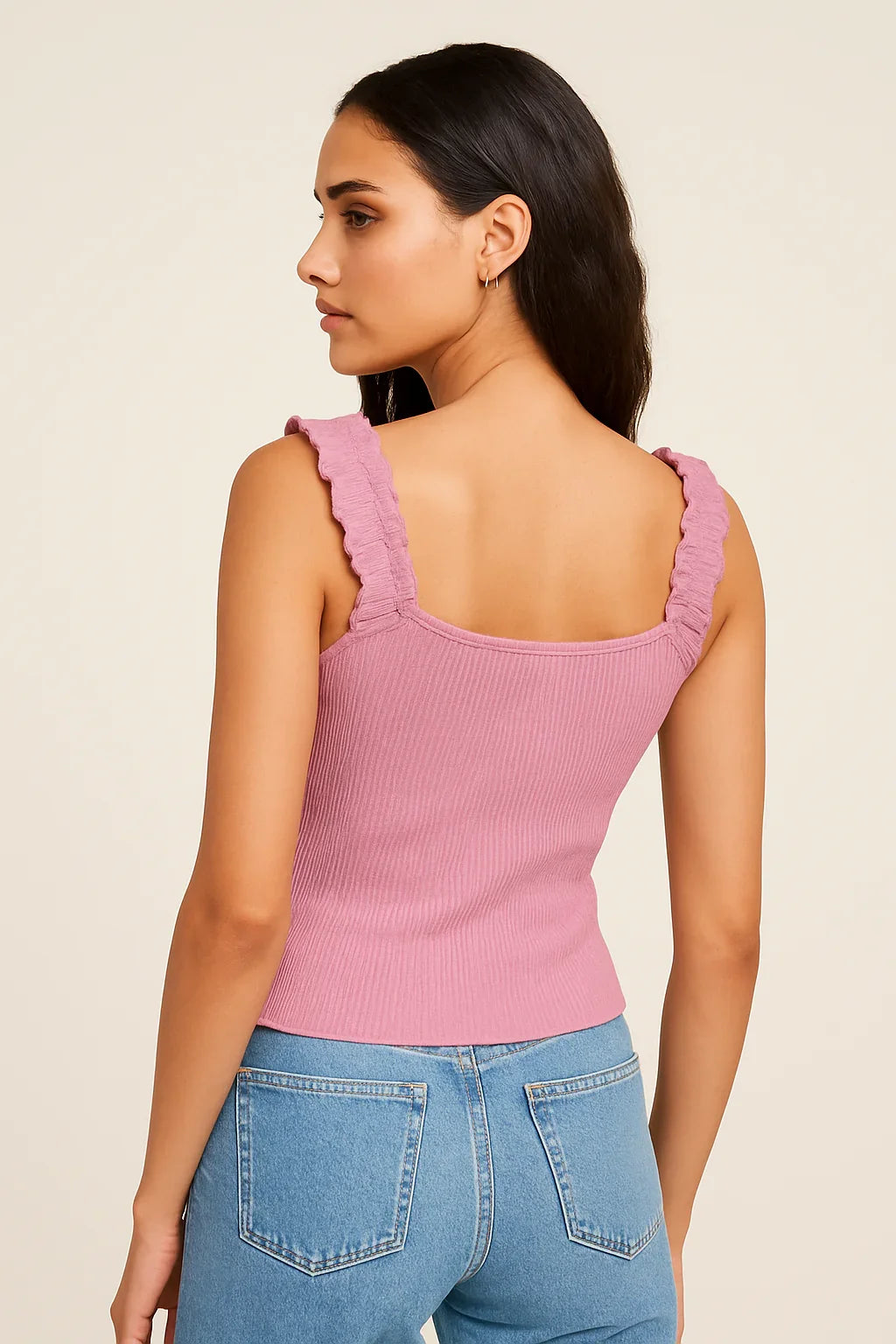 Lilac Ribbed Knit Sleeveless Top for Women - Luxestyle