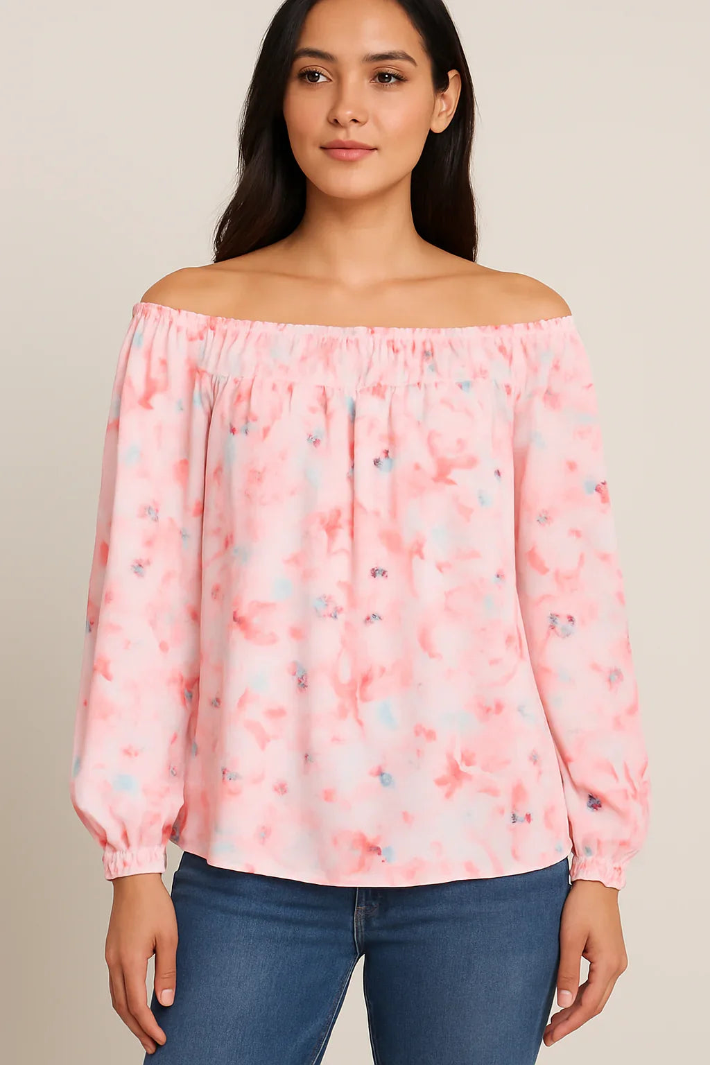 Women’s Off-Shoulder Floral Print Top - Luxestyle