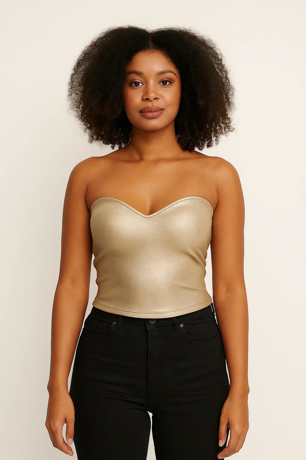 Golden Strapless Crop Top for Women - Luxestyle