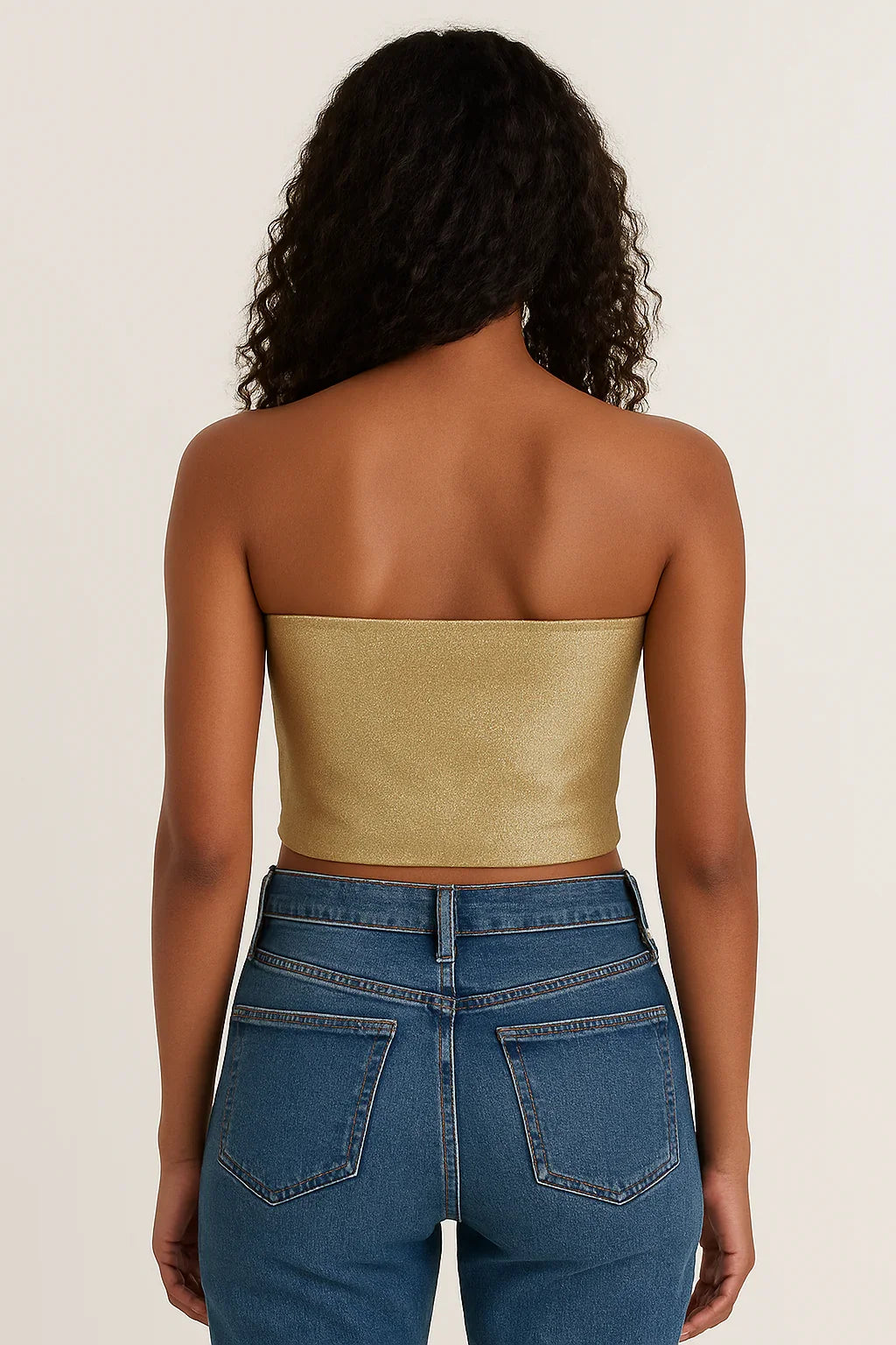 Golden Strapless Crop Top for Women - Luxestyle