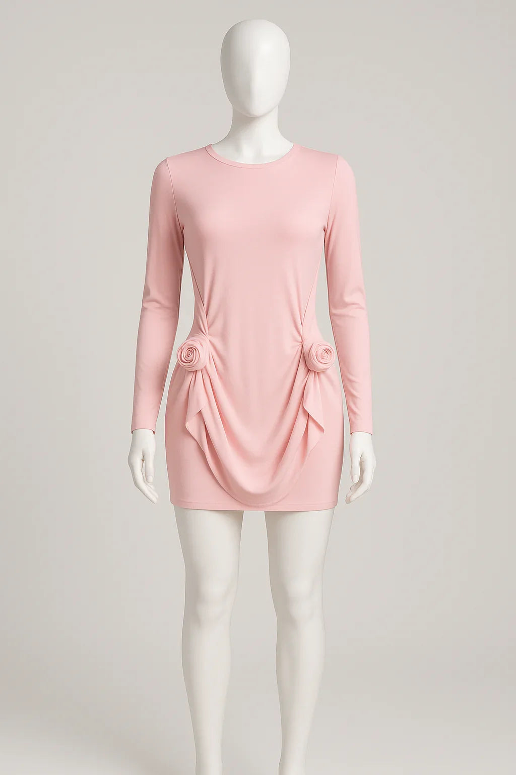 Light pink ruched mini dress - Luxestyle