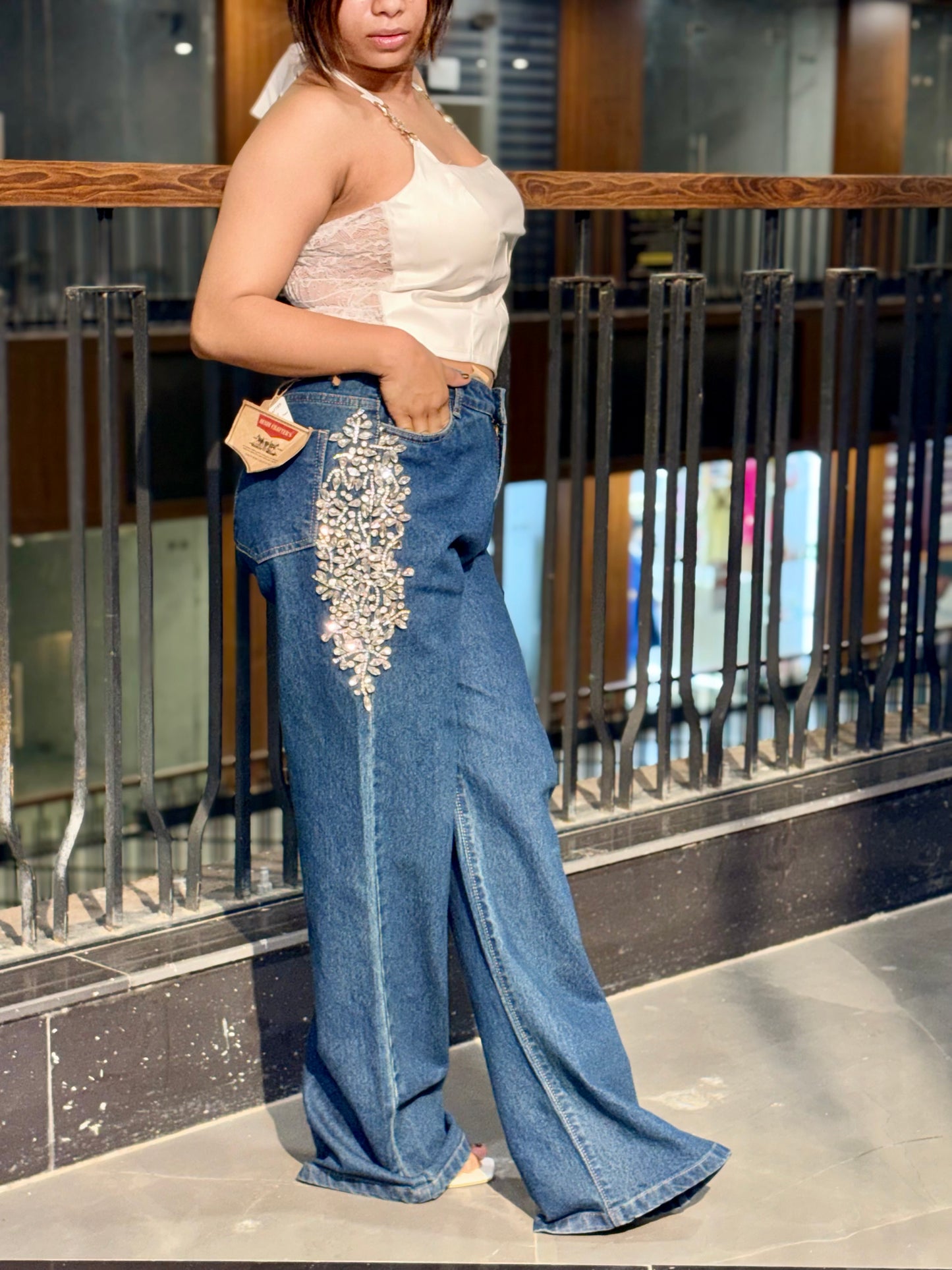 Luxe Crystal Cascade Denim Combo