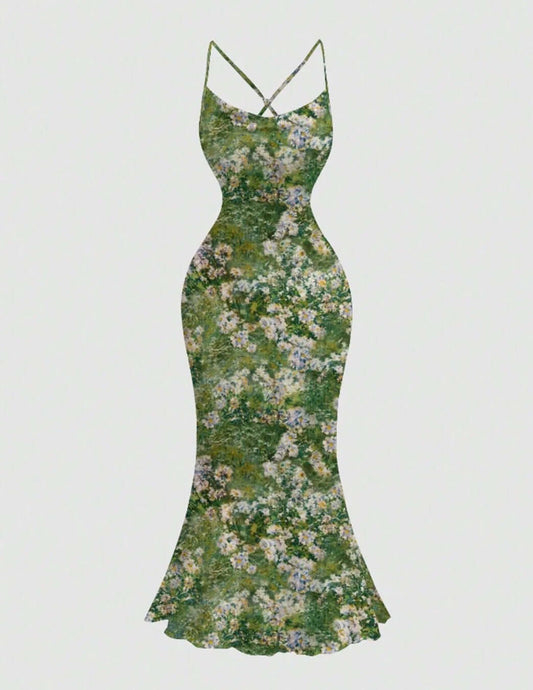 Emerald Crossed Slip Dress
