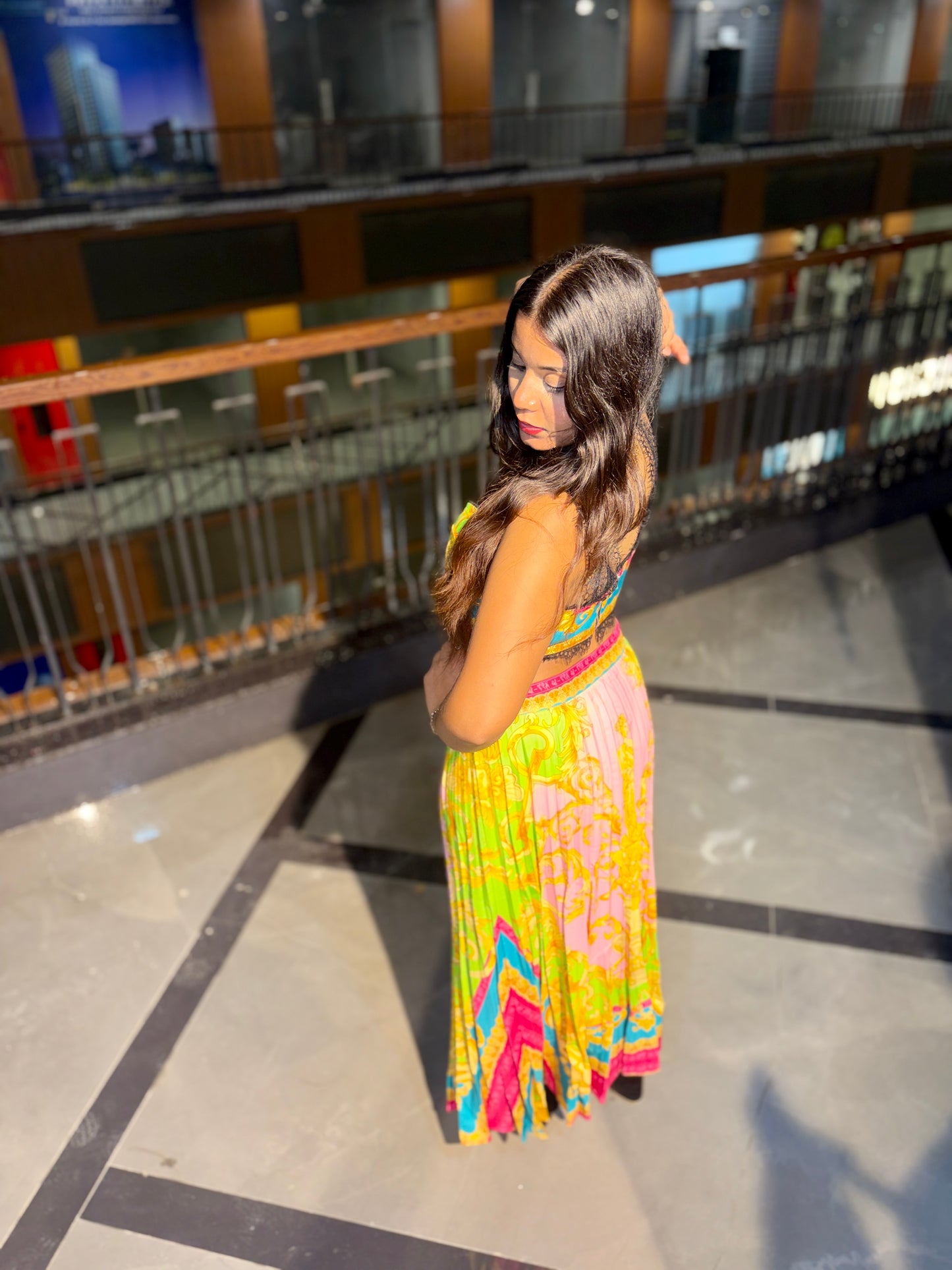 Printed Crop Top & Flared Skirt Co-Ord Set