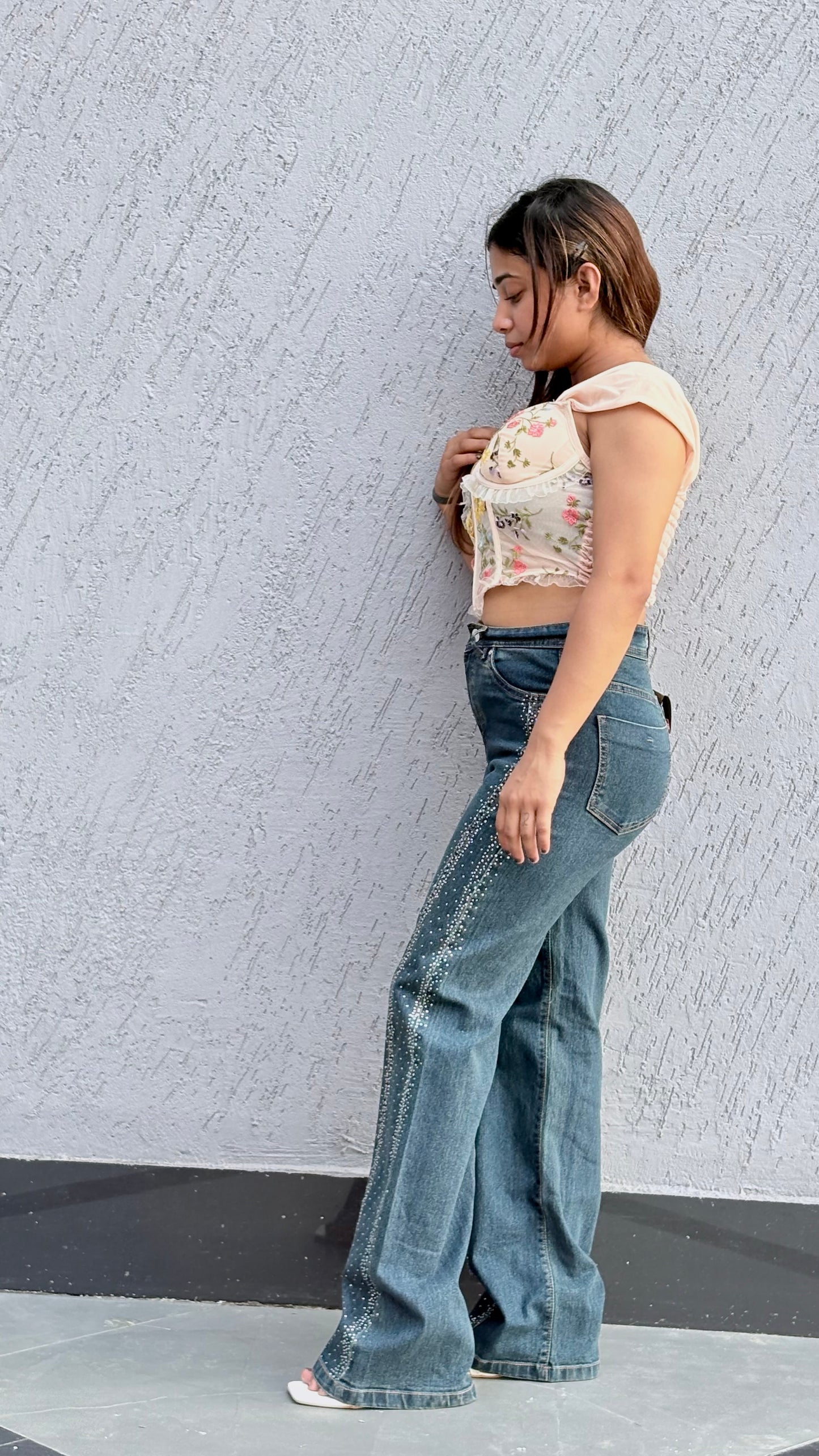 Luxe Fleur Rhinestone Denim Combo