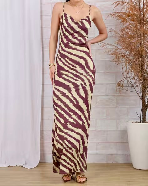 Luxe Mocha Zebra Maxi Dress