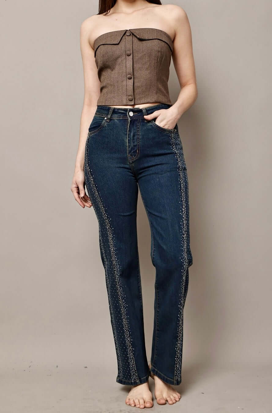 Luxestyle Side Swarovski Denim Jeans