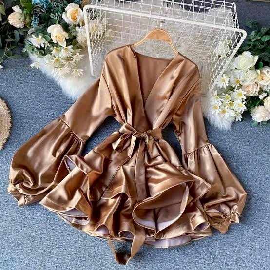 Luxe Satin Ruffle Dress- Custom Boutique Stitch Collection