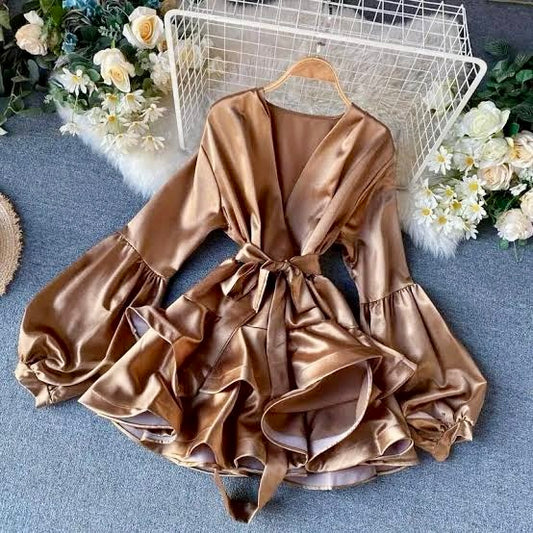 Luxe Satin Ruffle Dress- Custom Boutique Stitch Collection