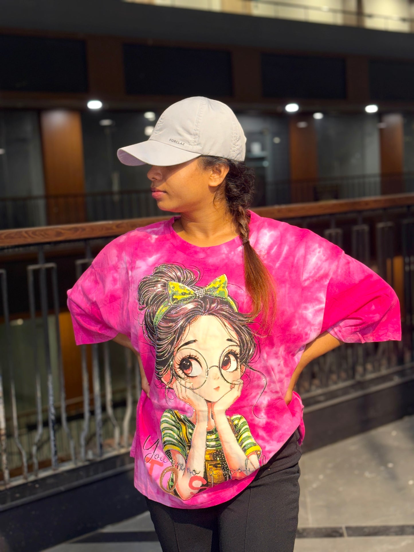 Luxe Dream Girl Graphic Oversized Tee – Pink Tie Dye