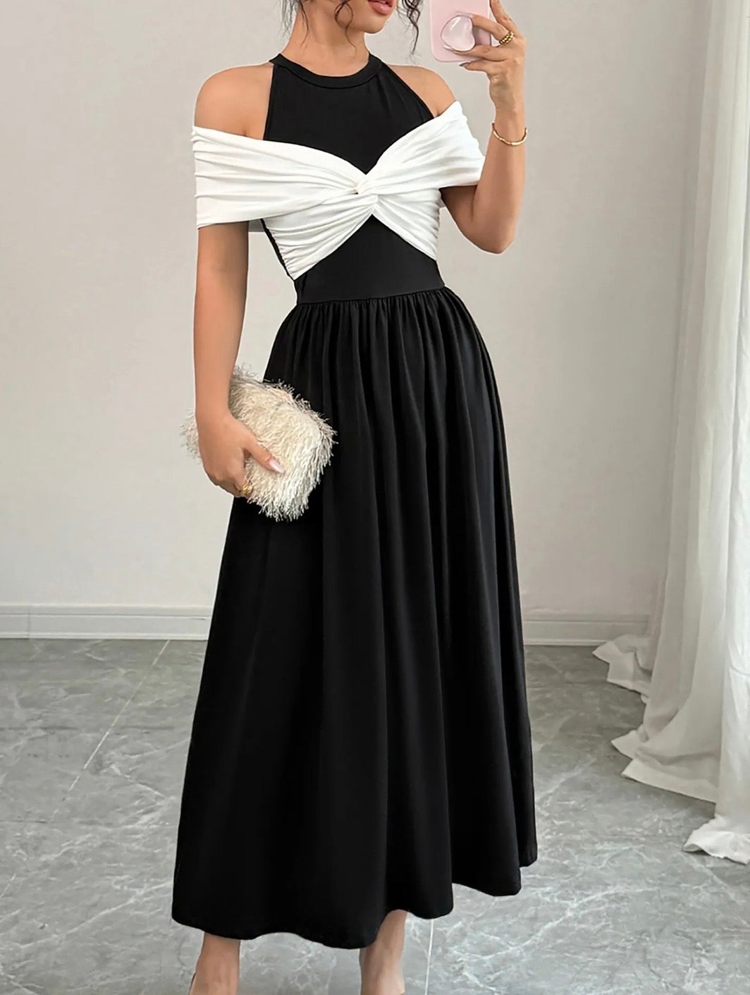 Luxe Noir Twist Maxi Dress