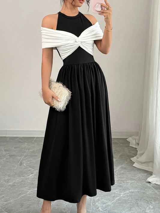 Luxe Noir Twist Maxi Dress