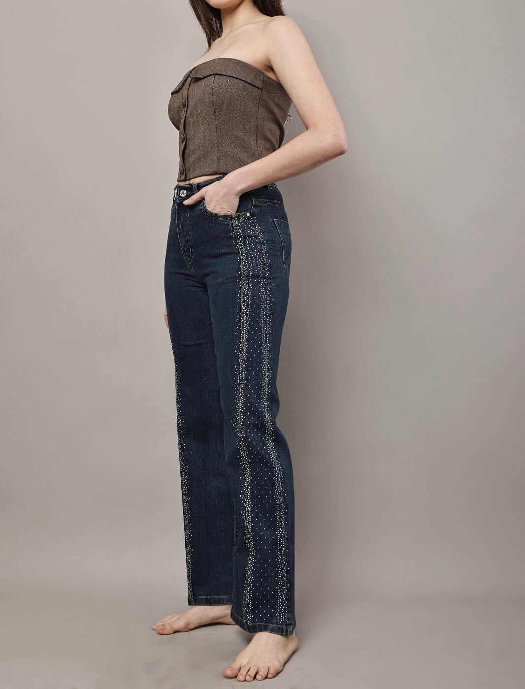 Luxestyle Side Swarovski Denim Jeans