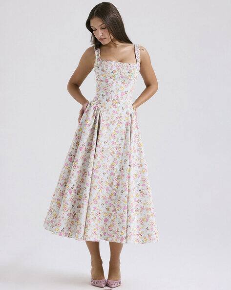 Luxe Pastel Floral Midi Dress